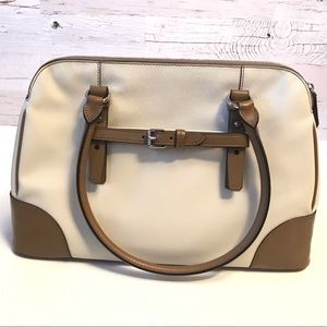 Tumi Satchel Sand Color Brown Leather Handles